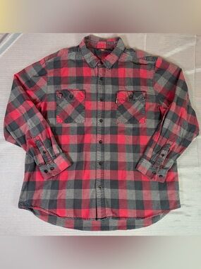 Harley-Davidson Plaid Flannel Shirt Men’s 2XL Red Black Buffalo Check Button Up